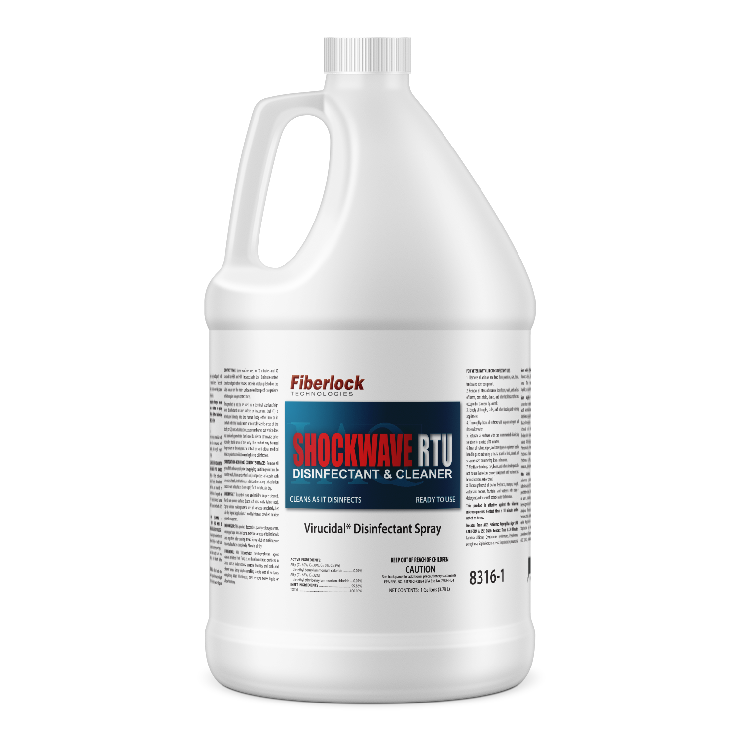 Fiberlock ShockWave Ready to 
Use Disinfectant/Sanitizer, 
1 Gallon (4/Case)